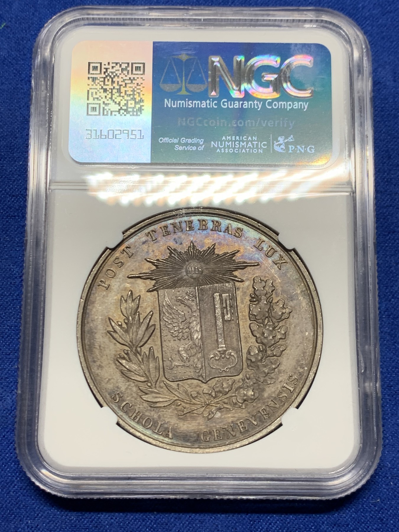 《竞宝斋》第250场-周日，周一 ，周二3场连拍 (全场包邮) NGC-UNCD 瑞士日内瓦文学奖银章