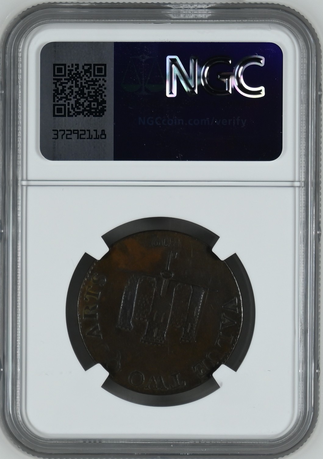 长老汇龙年精选第三场 1802 直布罗陀塔楼2Q铜币，NGC XFD