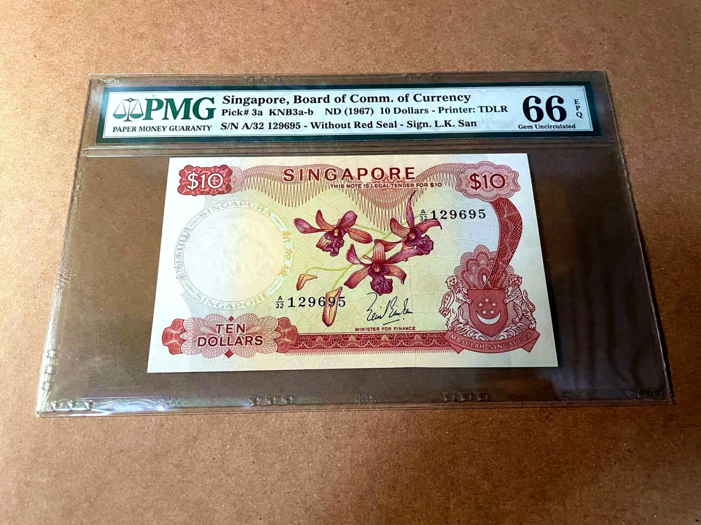 【Blue Auction】✨世界纸币精拍第448期【精】 【无47】新加坡 花版 1967年10元 PMG66EPQ 