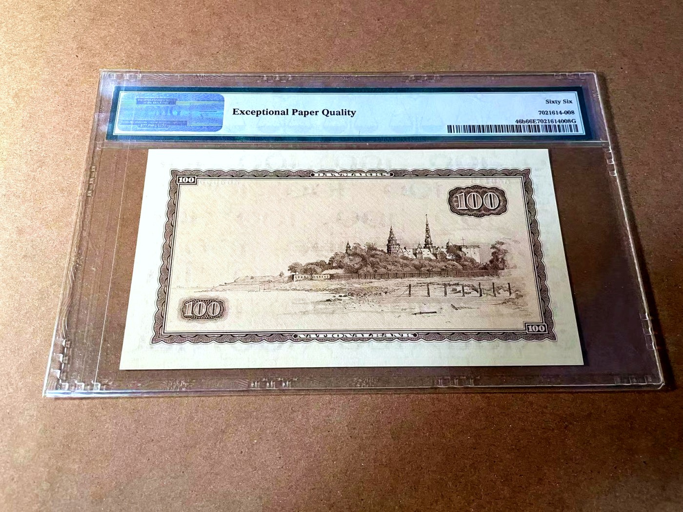 【Blue Auction】✨世界纸币精拍第448期【精】 【无47】丹麦 1961年100克朗 PMG66EPQ 背面风景唯美