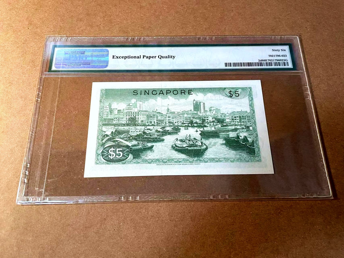 【Blue Auction】✨世界纸币精拍第448期【精】 新加坡 花版 1973年5元 PMG66EPQ 精美 大场景 老壳