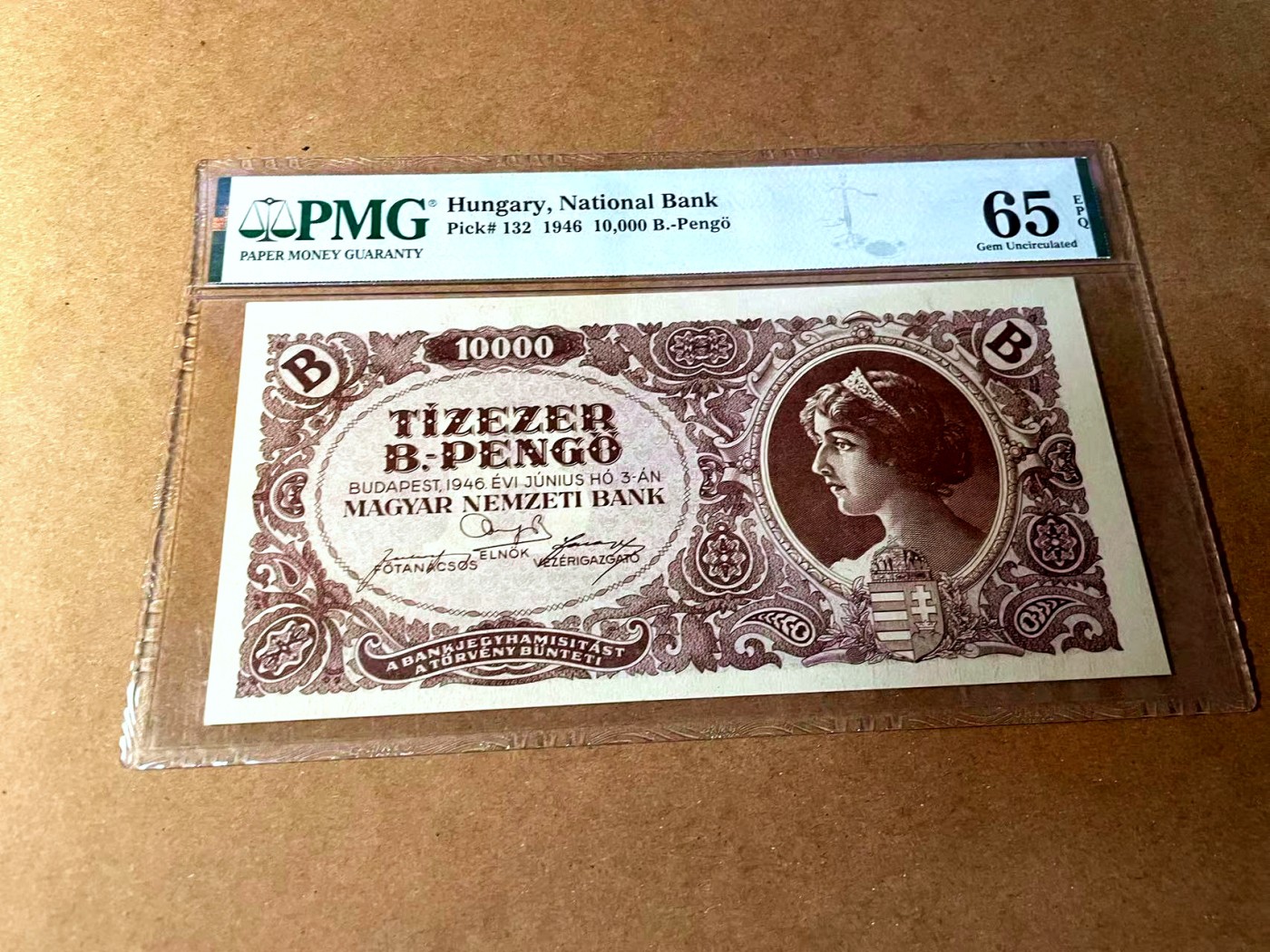 【Blue Auction】✨世界纸币精拍第448期【精】 匈牙利 1946年10000潘哥 PMG65EPQ