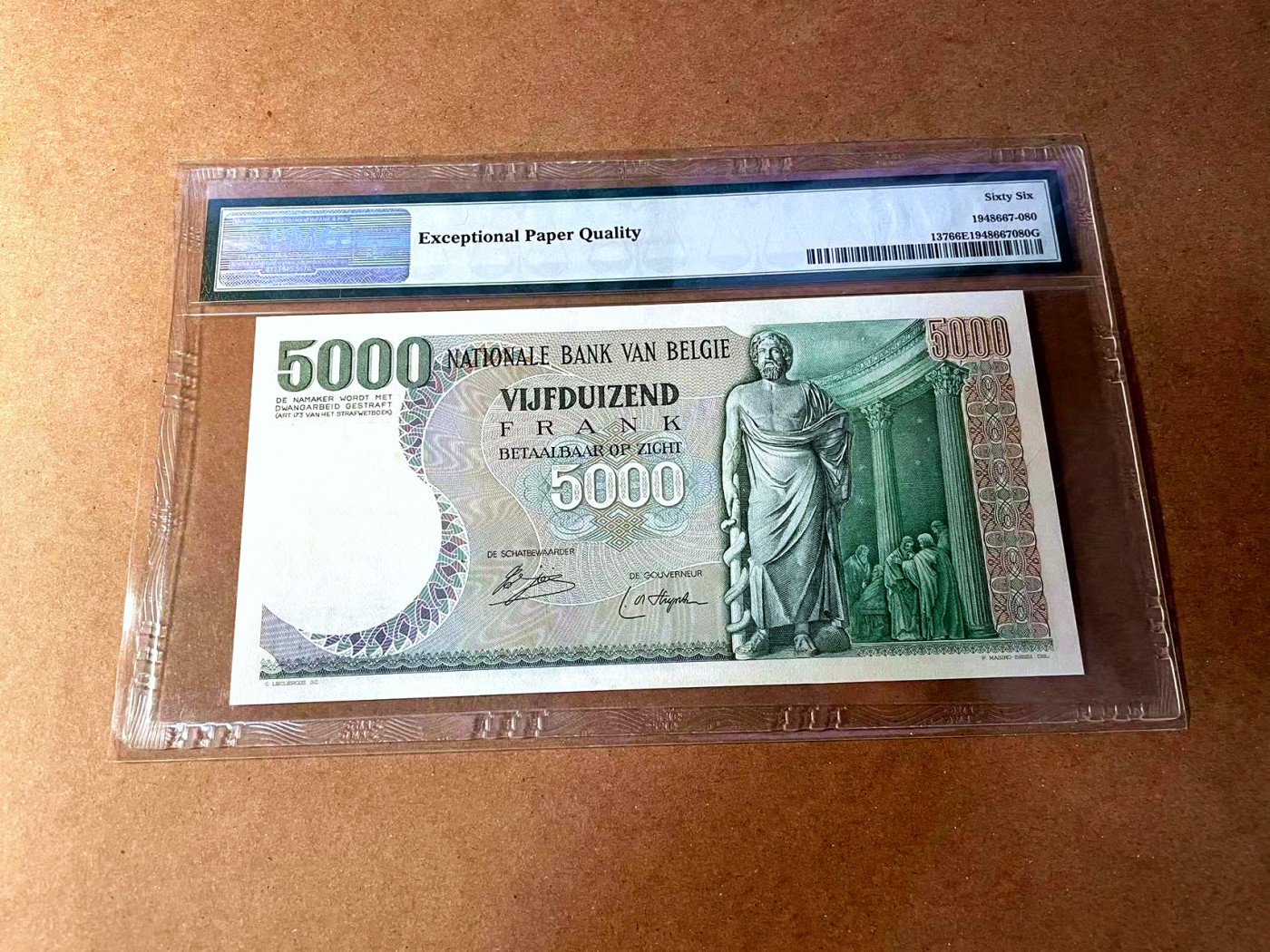 【Blue Auction】✨世界纸币精拍第448期【精】 比利时 1971-77年5000法郎 PMG66EPQ 现代人体解剖学的奠基人安德烈亚斯·维萨利乌斯