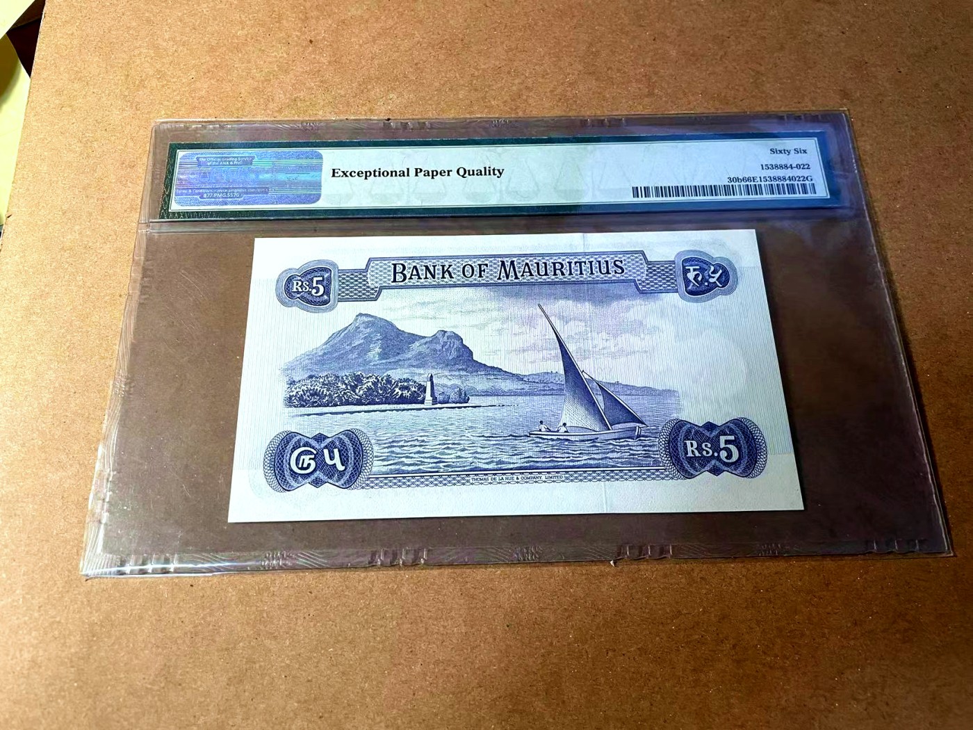 【Blue Auction】✨世界纸币精拍第448期【精】 毛里求斯 1967年5卢比 戎装女王 PMG66EPQ 