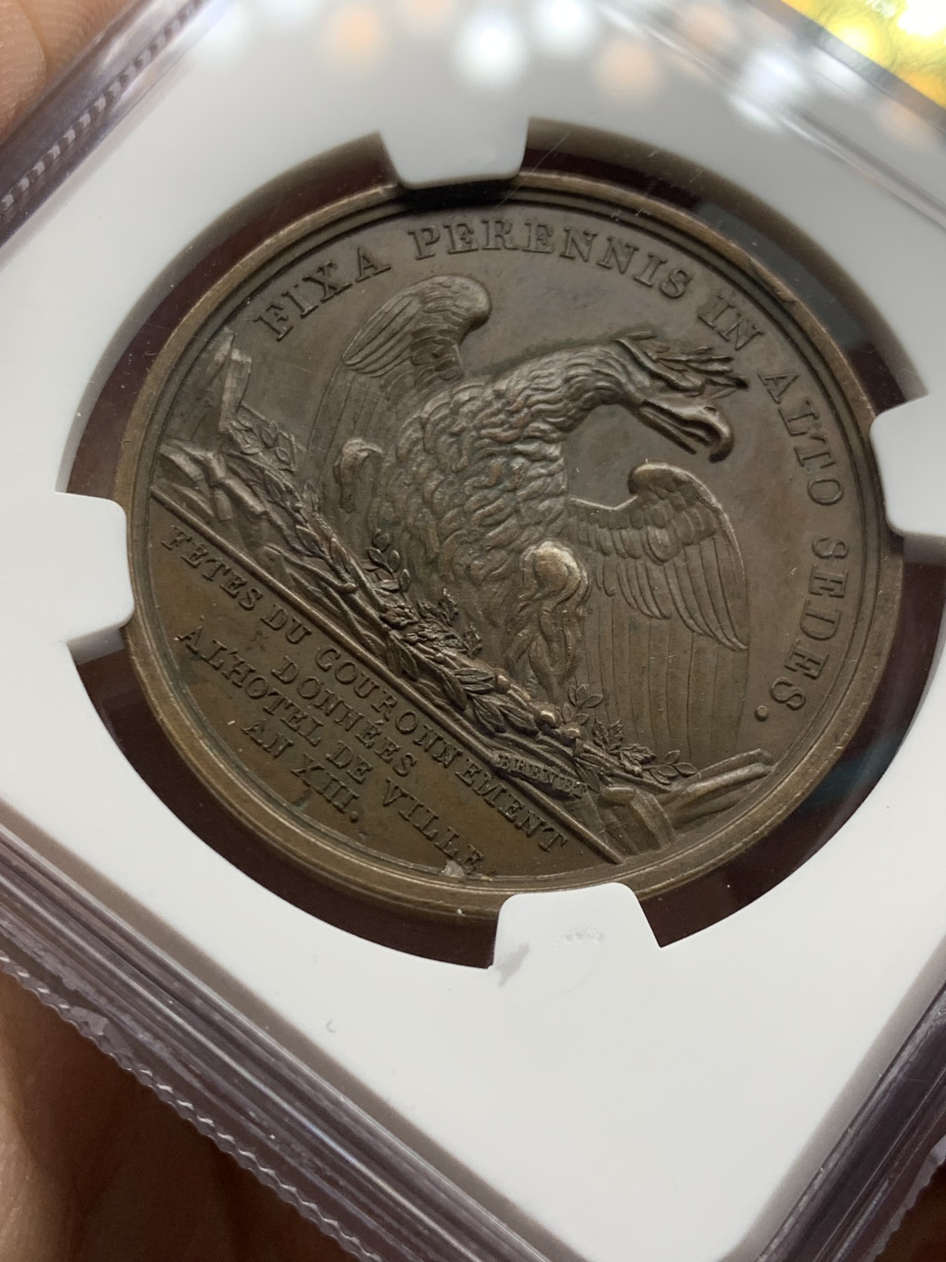 《竞宝斋》第250场-周日，周一 ，周二3场连拍 (全场包邮) NGC-MS62 法国1804年拿破仑与约瑟芬加冕典礼纪念铜章，早期光边原铸