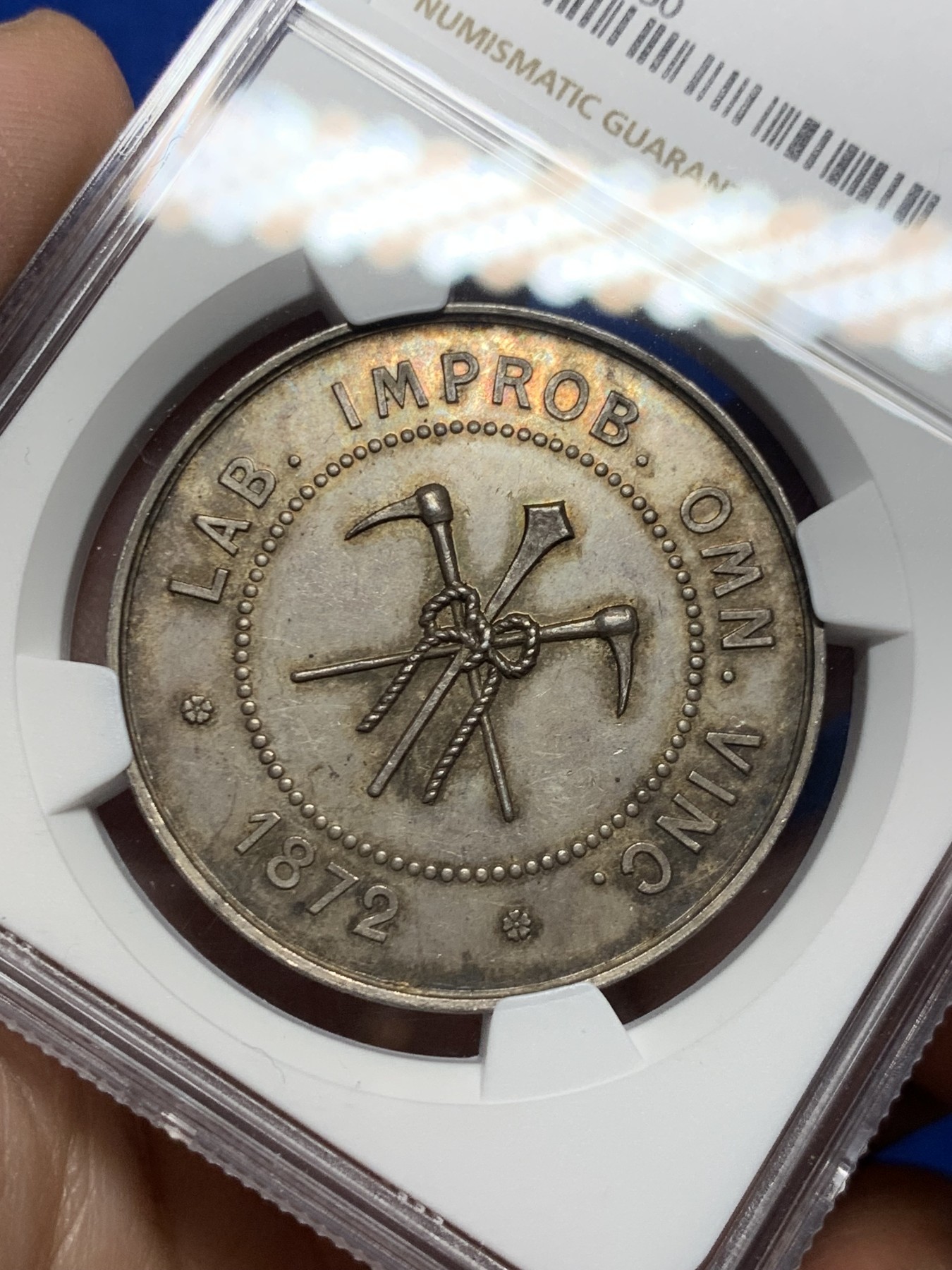 《竞宝斋》第250场-周日，周一 ，周二3场连拍 (全场包邮) NGC-MS63 法国杜埃煤炭公司银质jeton，蜜蜂边铭