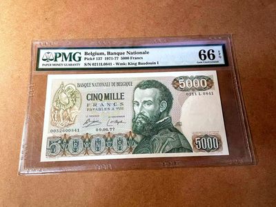 【Blue Auction】✨世界纸币精拍第448期【精】 - 比利时 1971-77年5000法郎 PMG66EPQ 现代人体解剖学的奠基人安德烈亚斯·维萨利乌斯