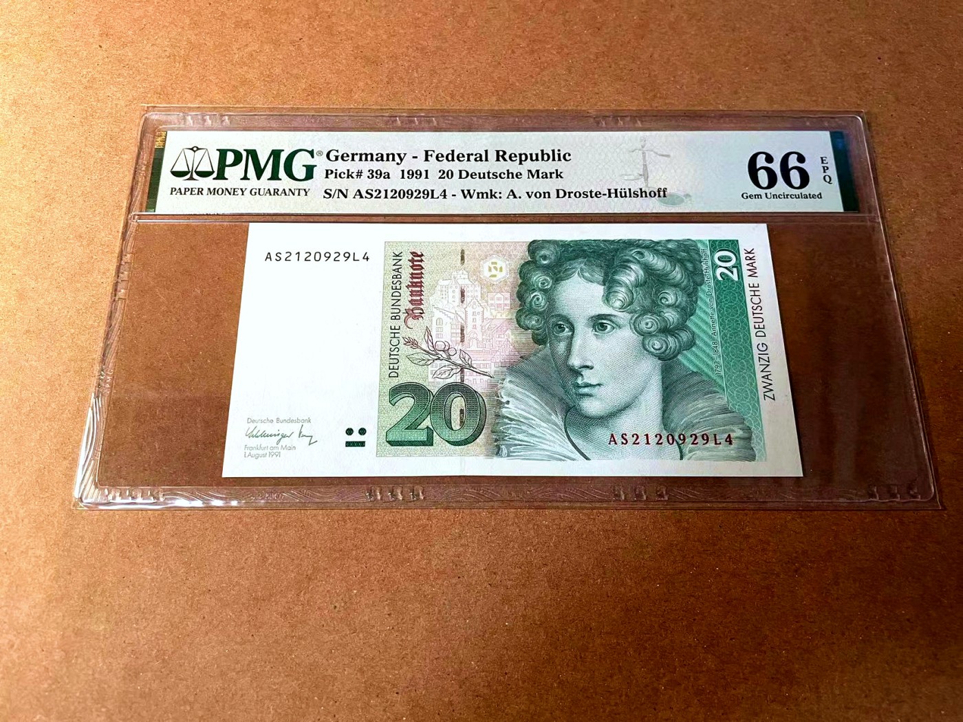 【Blue Auction】✨世界纸币精拍第448期【精】 【a版】德国 1991年20马克 PMG66EPQ 