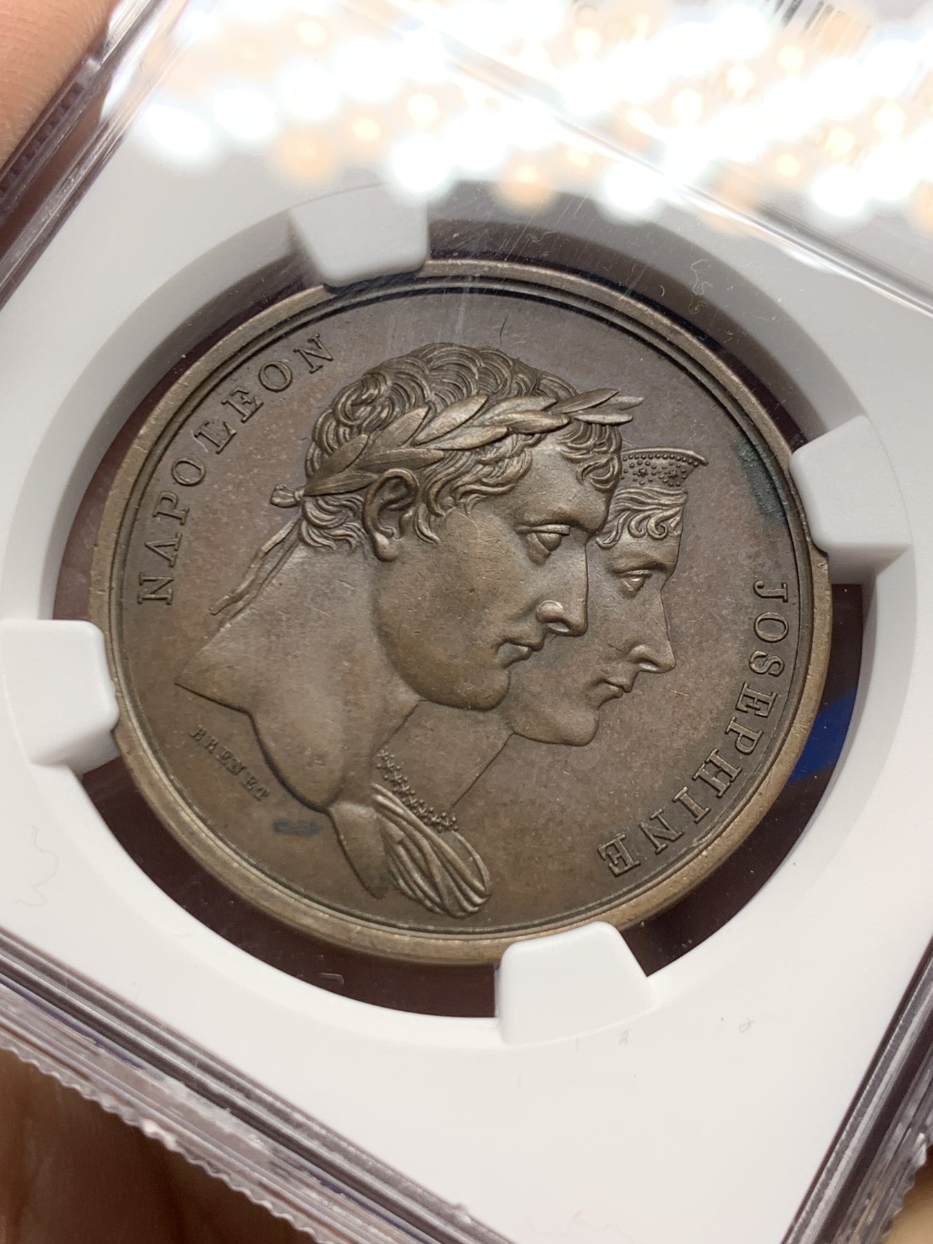 《竞宝斋》第250场-周日，周一 ，周二3场连拍 (全场包邮) NGC-MS62 法国1804年拿破仑与约瑟芬加冕典礼纪念铜章，早期光边原铸