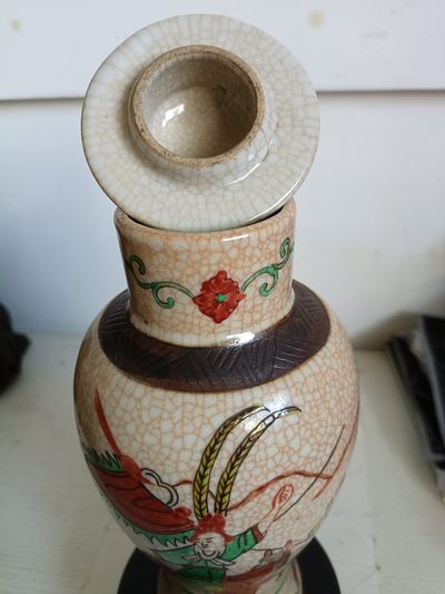 钱币，古钱币，古董杂项 清代五彩刀马将军瓶