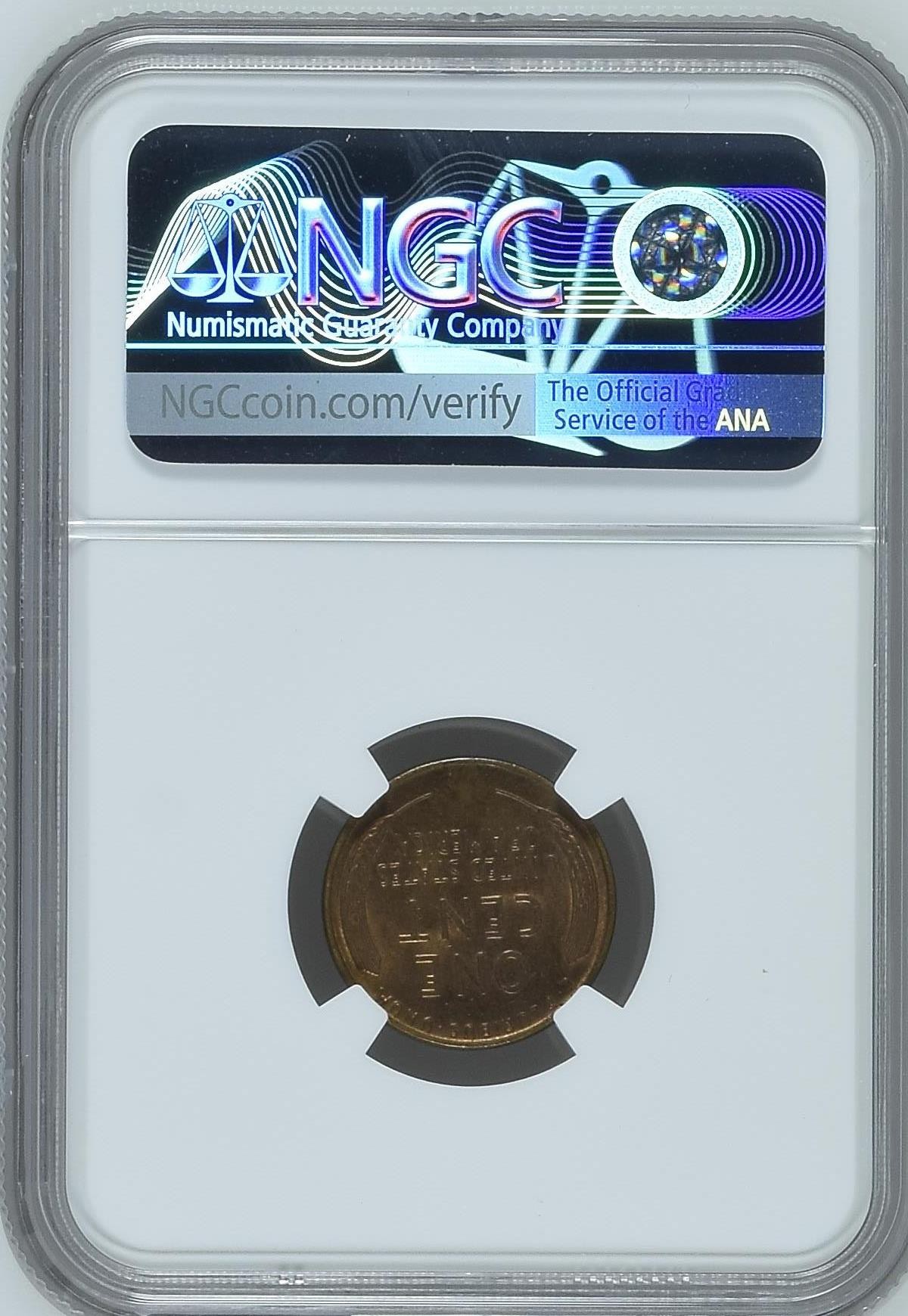 长老汇龙年精选第三场 1937美国林肯麦穗1分铜币，NGC MS63RB