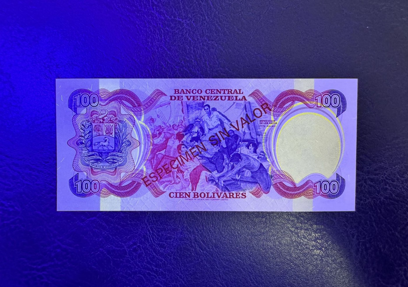 收藏联盟Quantum Auction 第332期拍卖  委瑞内拉1980年100比索玻利瓦尔诞辰纪念钞样票 品相UNC 角尖微瑕