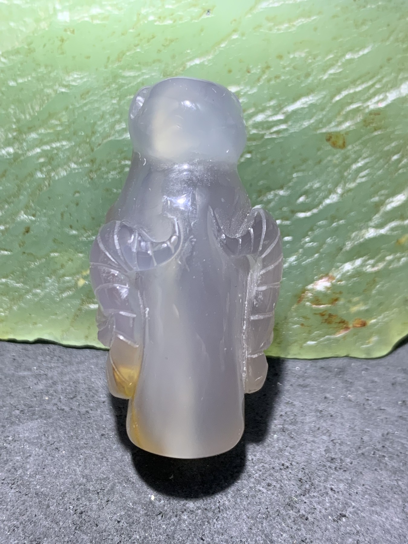 精美高玉化巴西玛瑙手工俏色巧雕领头羊桶珠一个！