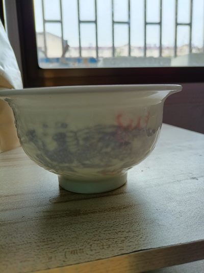 钱币，古钱币，古董杂项 甜白釉内府青花龙凤碗