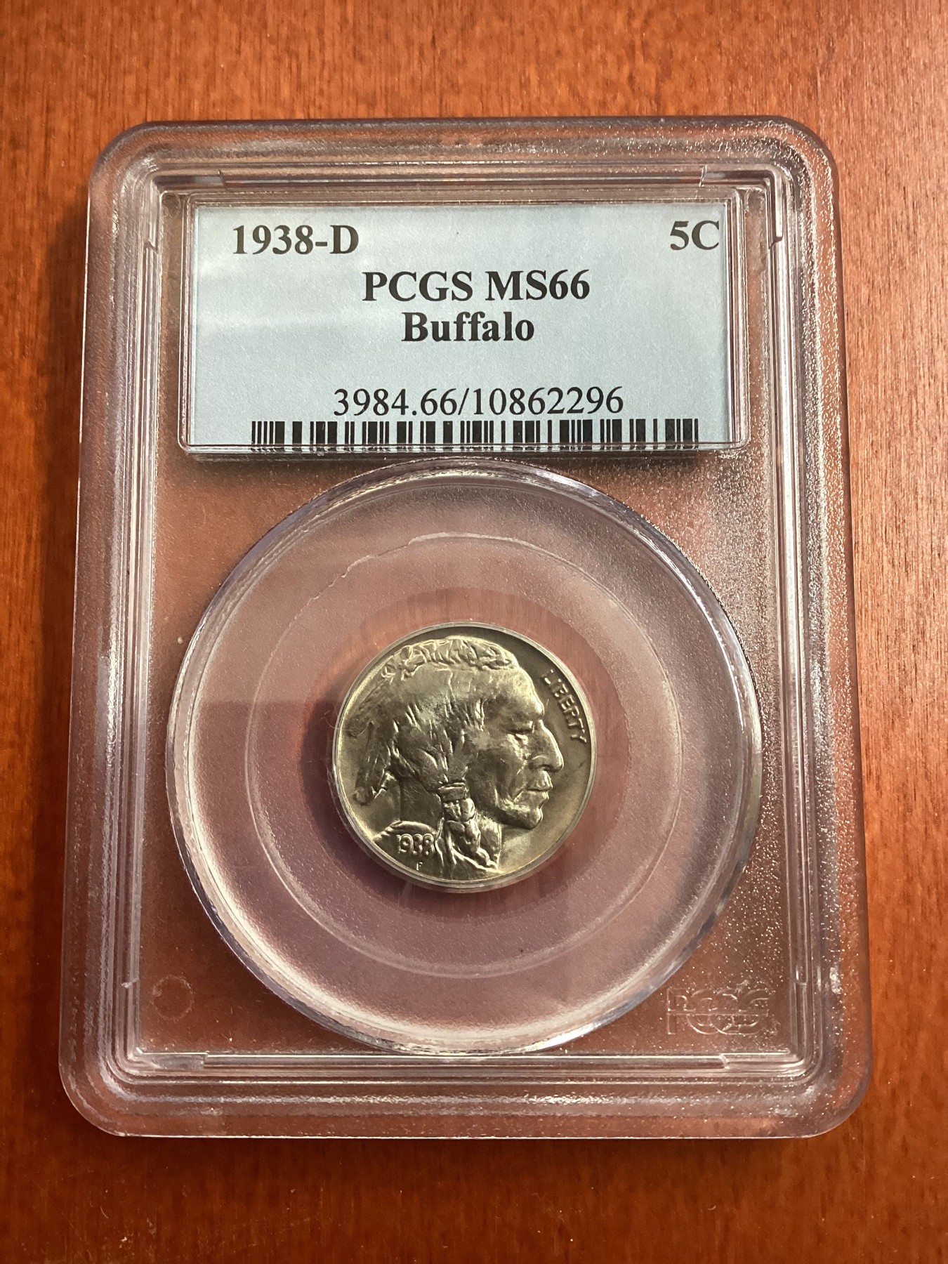 长老汇龙年精选第三场 1938-D美国5分水牛镍币，PCGS MS66分，超高分