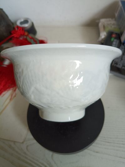 钱币，古钱币，古董杂项 甜白釉内府青花龙凤碗