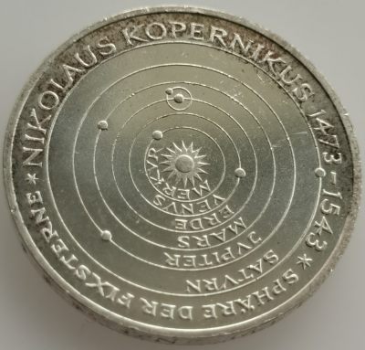  外国钱币收藏20240320场次（中拍皆有赠品），建议埋价，每周三六两拍，可累积 - 德国1973年哥白尼日心说5马克纪念银币