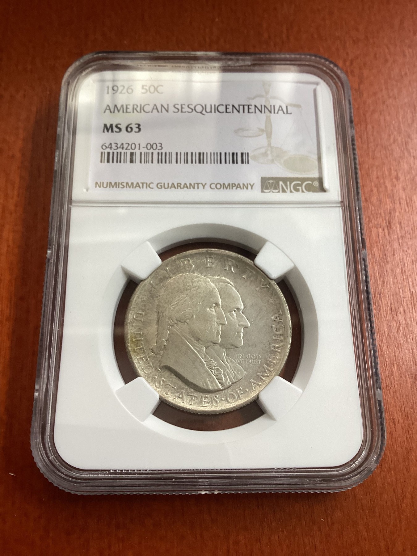 长老汇龙年精选第三场 1926 美国建国150周年半圆美元银币，NGC MS63分