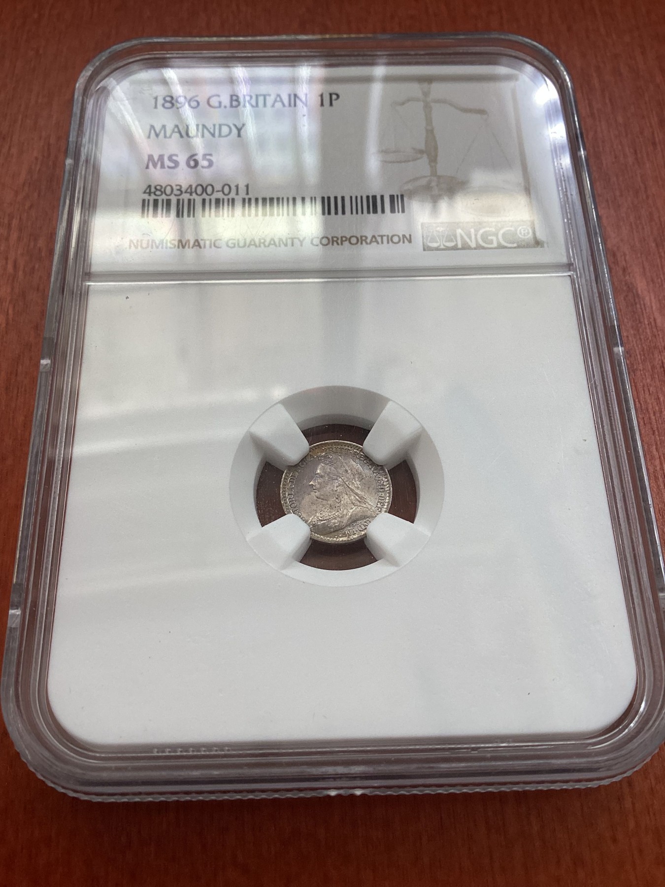 长老汇龙年精选第三场 1896 英国维多利亚濯足币1便士银币，NGC MS65分，超高分，发行量8476枚