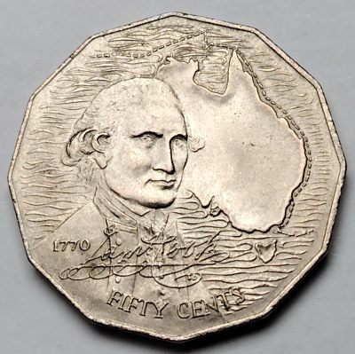布加迪🐬～世界钱币🌾第 103 期 /  各国散币 - 澳大利亚🇦🇺 1970年 50分 库克船长发现澳洲200周年纪念币 好品
