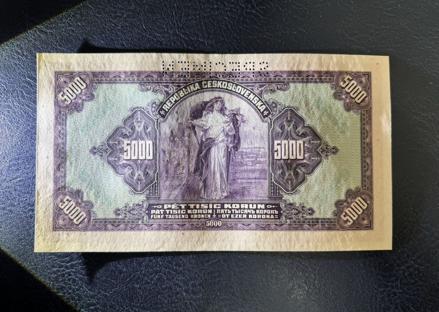 收藏联盟Quantum Auction 第332期拍卖  捷克斯洛伐克1920年5000克朗样票 品相UNC 大票幅