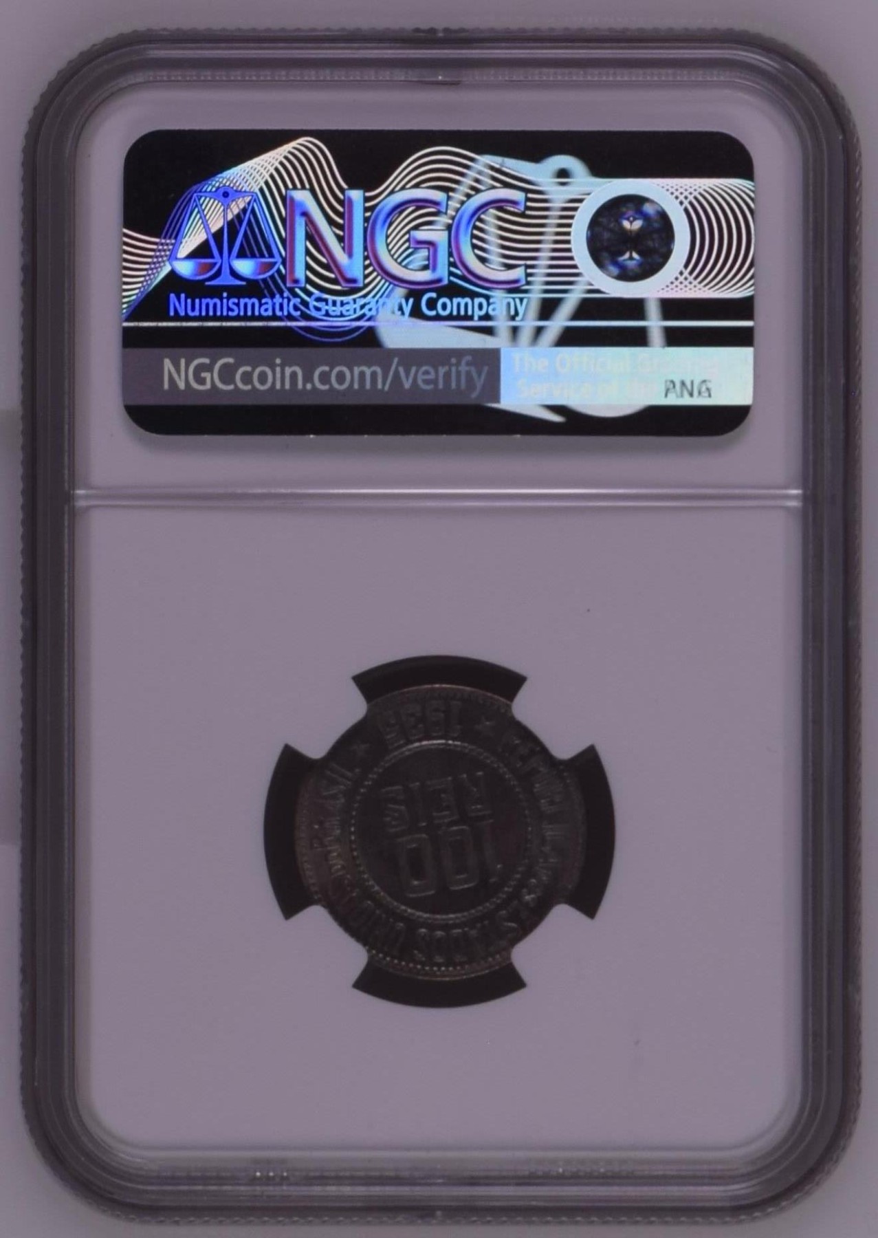 长老汇龙年精选第三场 1935巴西自由女神100瑞斯铜镍币，NGC MS64分