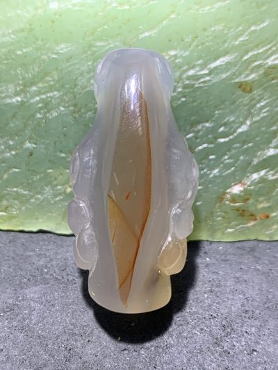 精美高玉化巴西玛瑙手工俏色巧雕领头羊桶珠一个！ - 精美高玉化巴西玛瑙手工俏色巧雕领头羊桶珠一个！