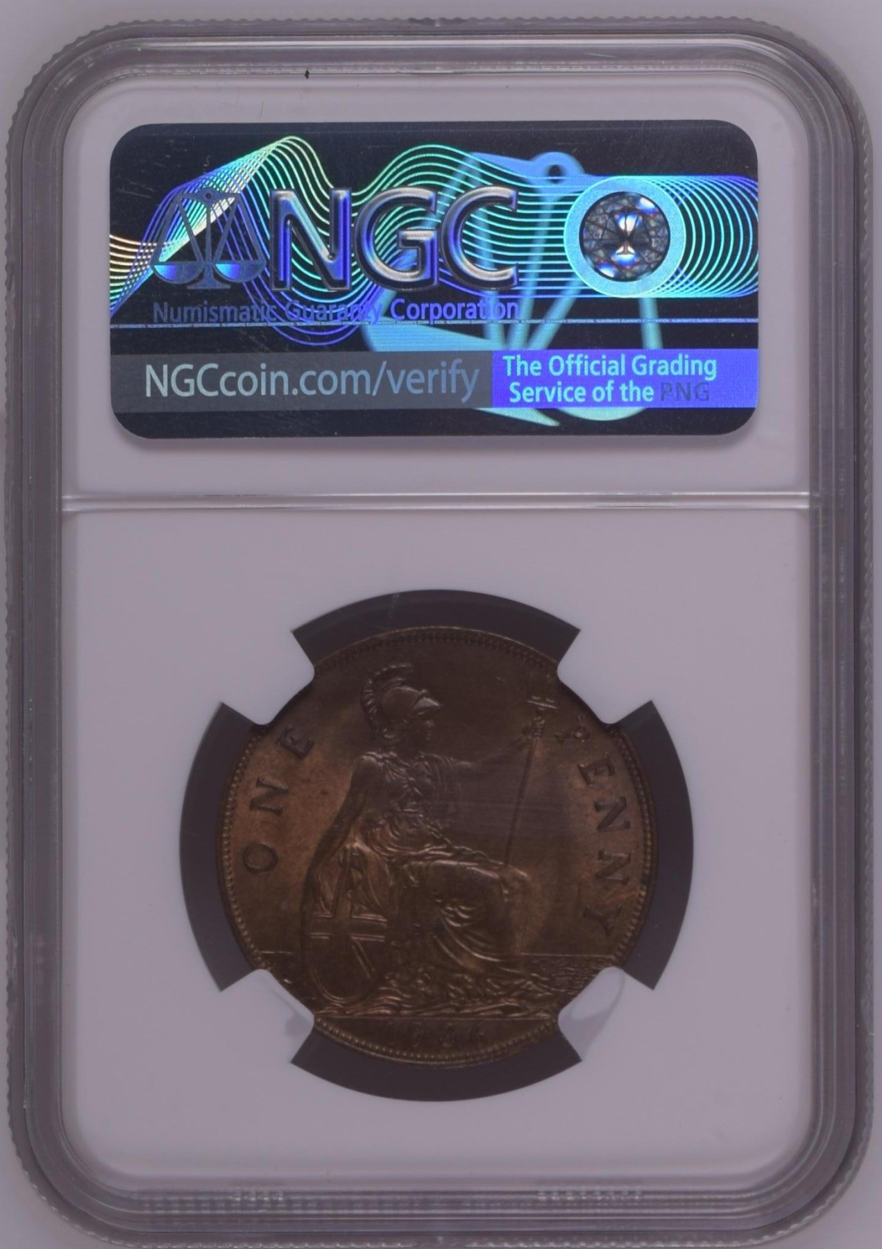 长老汇龙年精选第三场 1936 英国乔治五世1便士铜币，NGC MS64RB