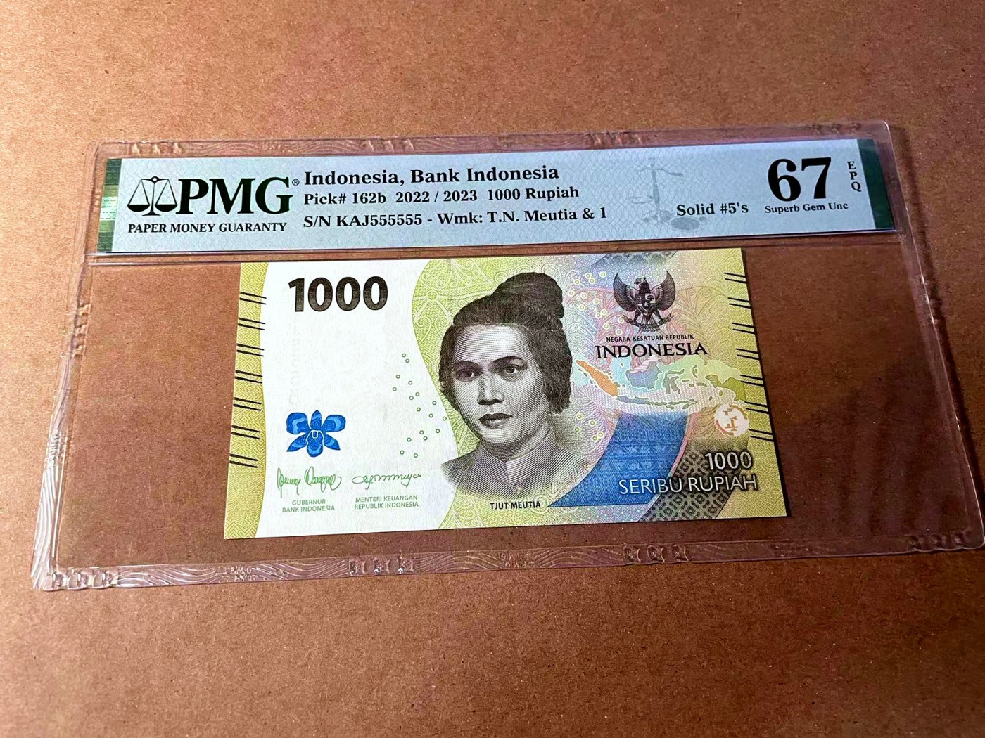 【Blue Auction】✨世界纸币精拍第449期【精】 【全同5】印尼 2022年1000卢比 PMG67EPQ 