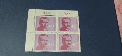 德国邮票专场，都是四方联 - 德国邮票四方连，1973年发行，社会民主党人  奥托  韦尔斯诞辰100周年，品相如图