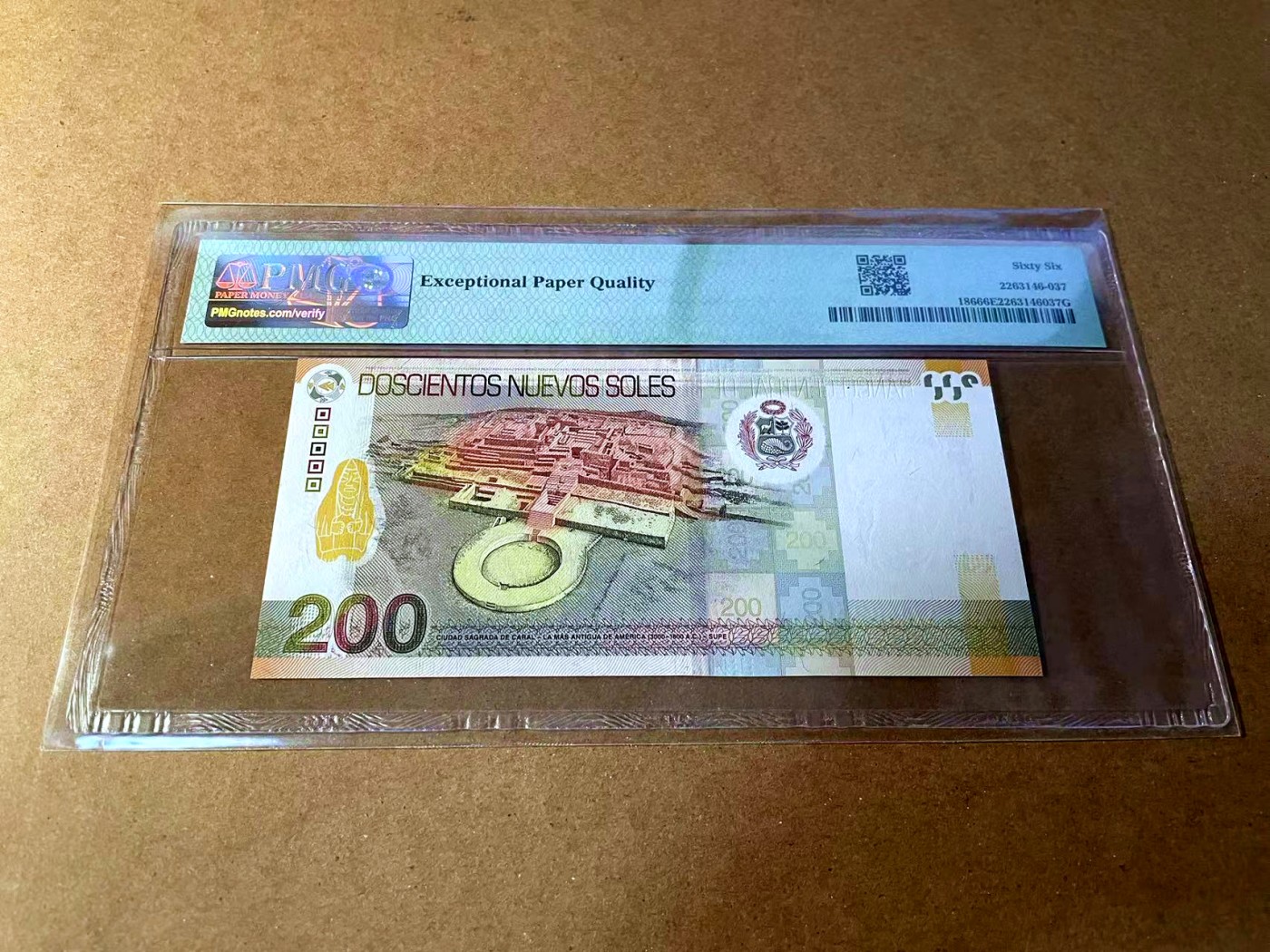 【Blue Auction】✨世界纸币精拍第449期【精】 【AA】秘鲁 2009年200新比索 PMG66EPQ 