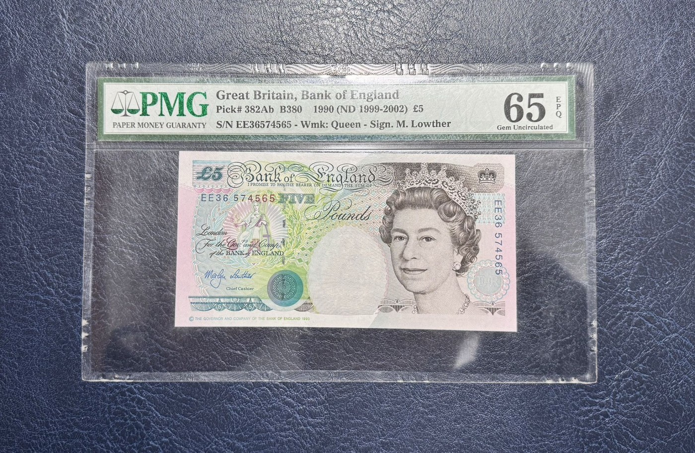 收藏联盟Quantum Auction 第332期拍卖  英国1990-02年5镑 PMG65 皇冠版
