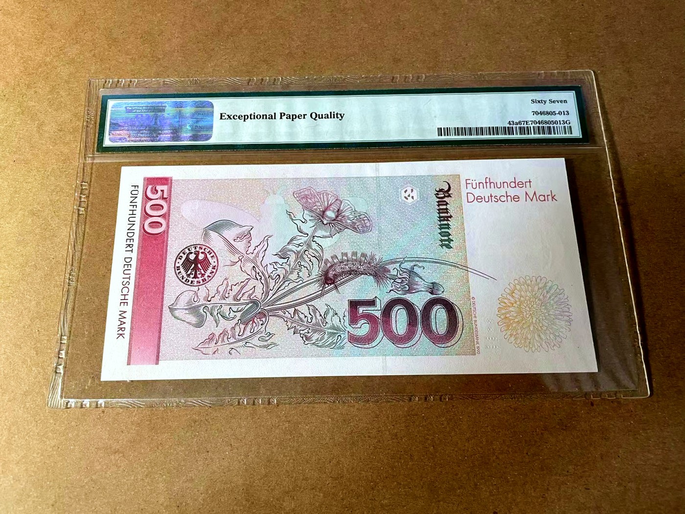 【Blue Auction】✨世界纸币精拍第449期【精】 【AA冠初版】德国 1991年500马克 昆虫学家 梅里安 PMG67EPQ 高分 老壳