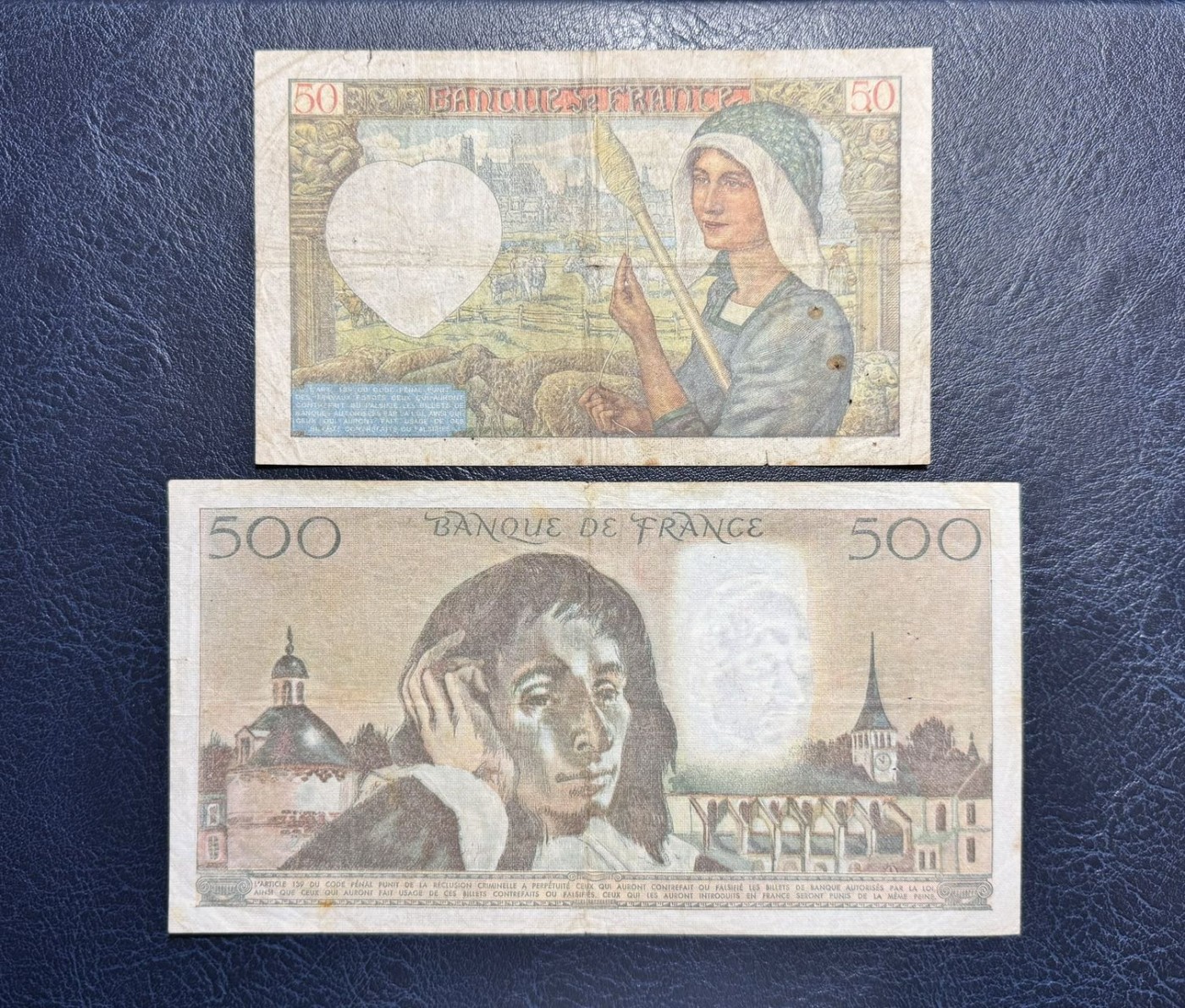 收藏联盟Quantum Auction 第332期拍卖  法国1941年50和1984年500法郎 品相如图