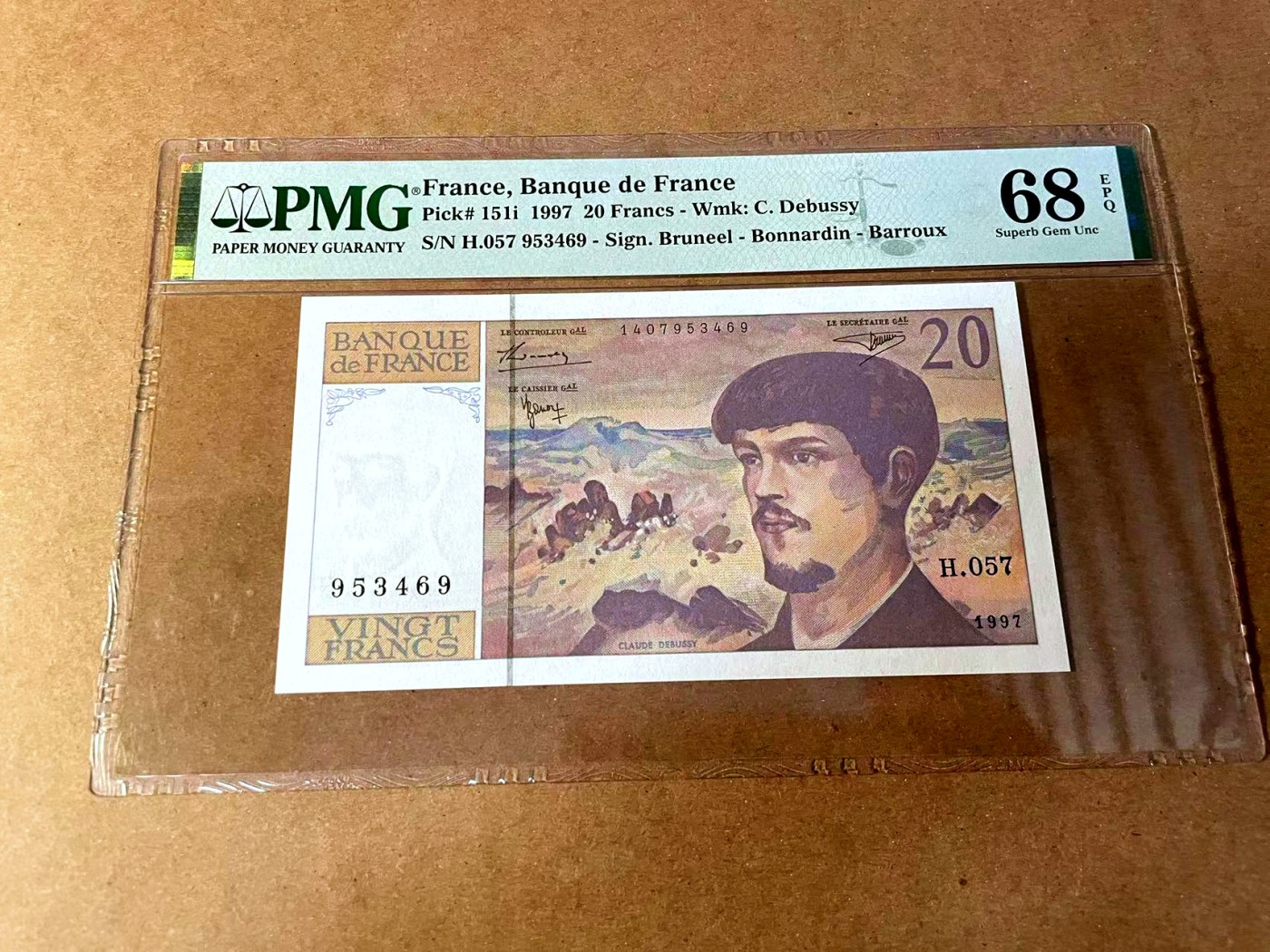 【Blue Auction】✨世界纸币精拍第449期【精】 【冠军分】法国 1997年20法郎 PMG68EPQ 超高分