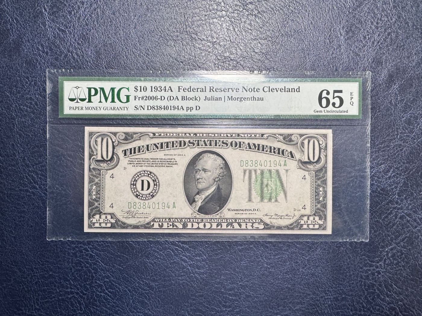 收藏联盟Quantum Auction 第332期拍卖  美国联邦1934年10美元 PMG65