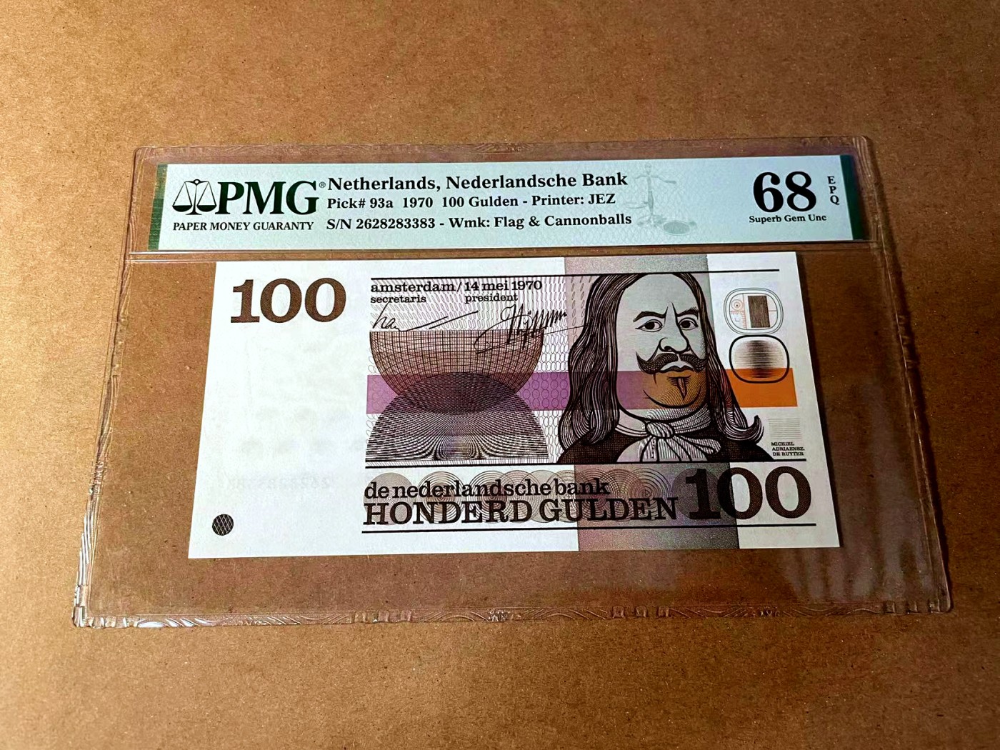 【Blue Auction】✨世界纸币精拍第449期【精】 【无47 仅2张更高分】荷兰 人像版 1970年100盾 PMG68EPQ 超高分