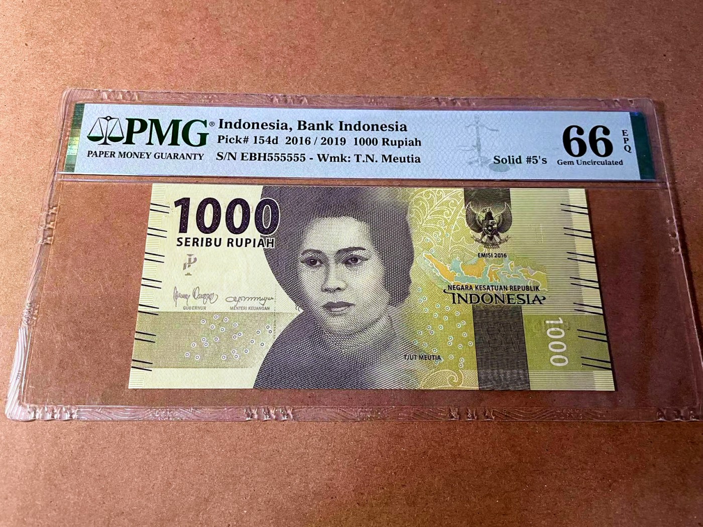 【Blue Auction】✨世界纸币精拍第449期【精】 【全同5】印尼 2016年1000卢比 PMG66EPQ 