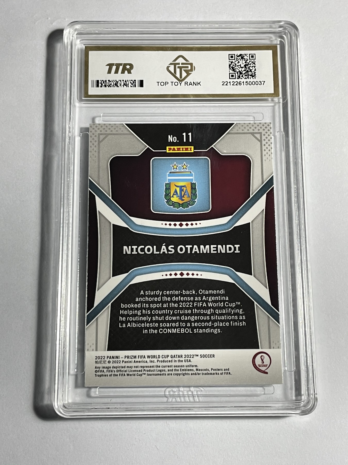 【德藏】卡牌拍卖第11期 ~【无每件最低收费！！！】 2022年 PANINI PRIZM 2022年卡塔尔世界杯 阿根廷国家队 尼古拉斯·奥塔门迪 TTR 9.5