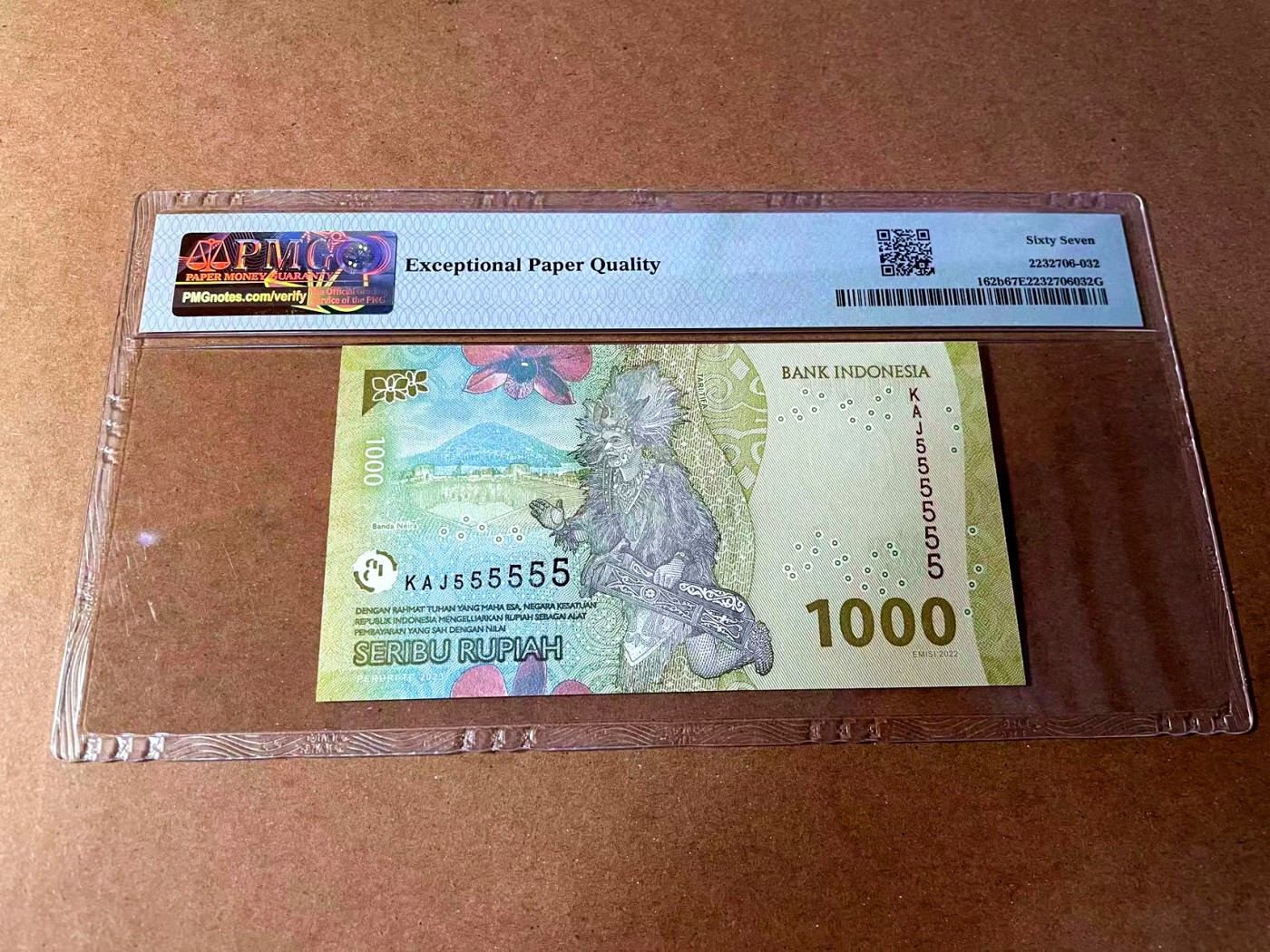 【Blue Auction】✨世界纸币精拍第449期【精】 【全同5】印尼 2022年1000卢比 PMG67EPQ 