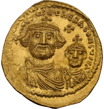 梧彩钱庄捡漏拍2024年第7期  - 拜占庭帝国希拉克略皇帝金币Heraclius+Her.Constantine 