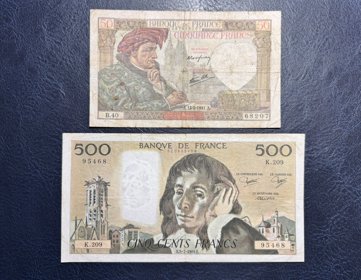 收藏联盟Quantum Auction 第332期拍卖  法国1941年50和1984年500法郎 品相如图