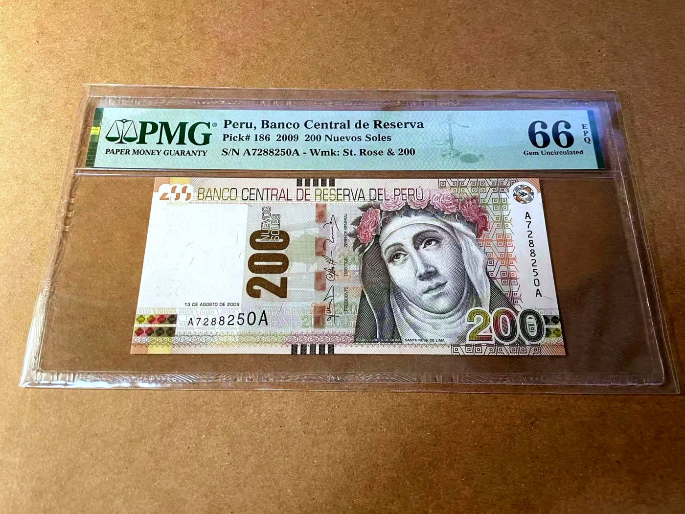 【Blue Auction】✨世界纸币精拍第449期【精】 【AA】秘鲁 2009年200新比索 PMG66EPQ 