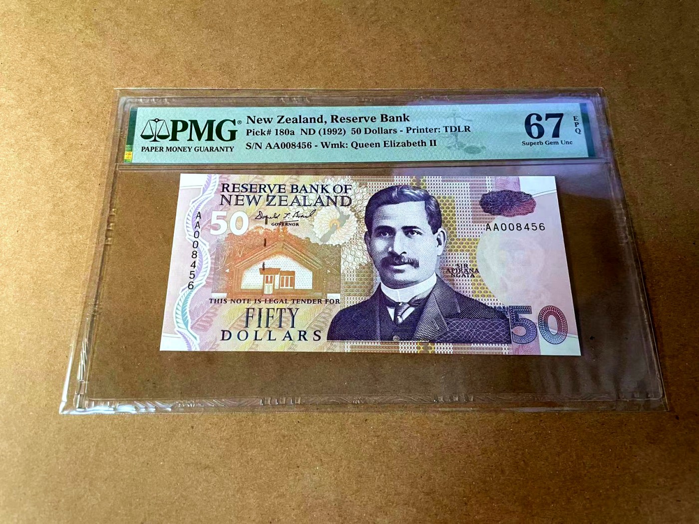 【Blue Auction】✨世界纸币精拍第449期【精】 【AA冠千位小号】新西兰 1992年50元 PMG67EPQ 高分