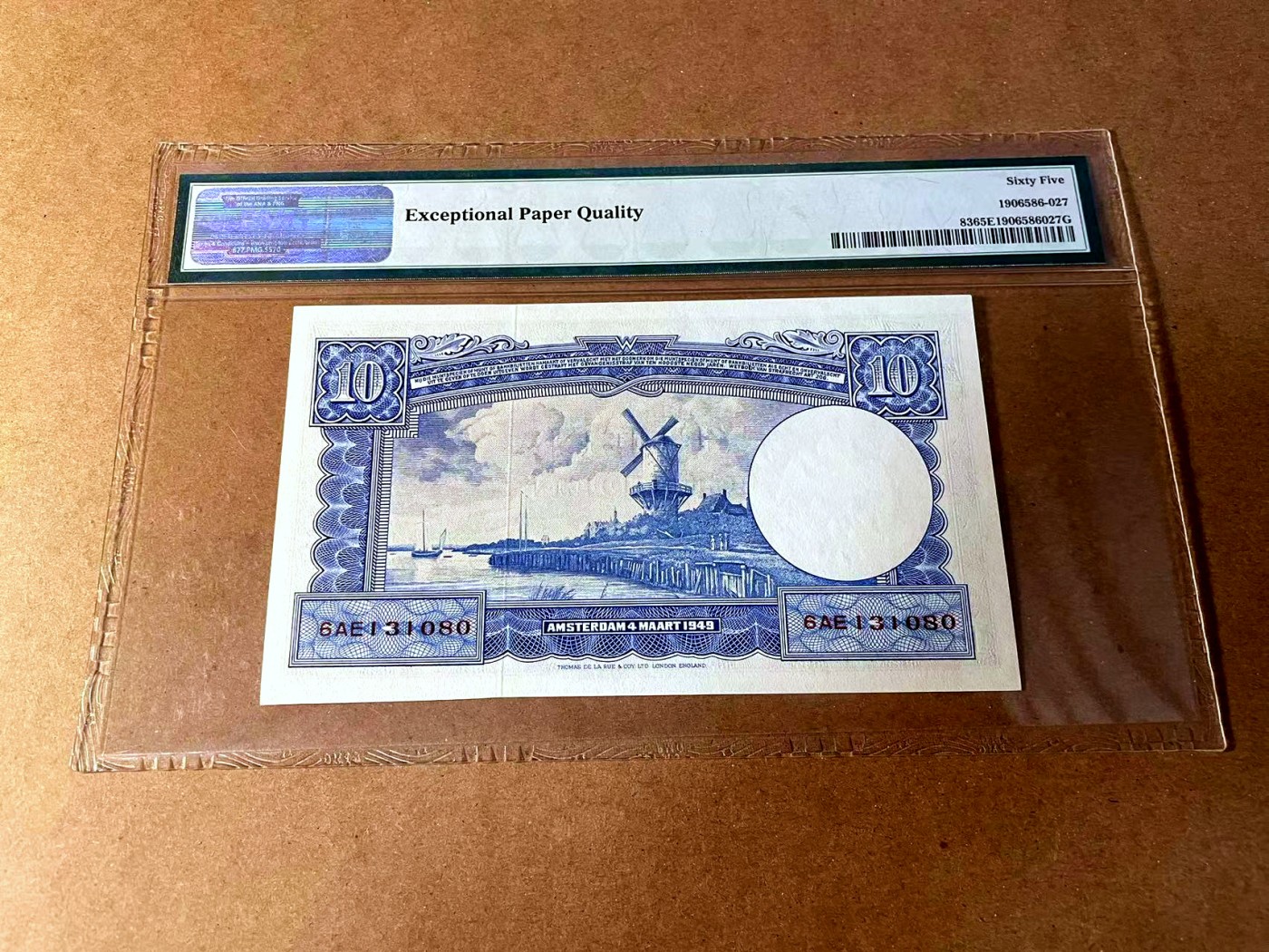 【Blue Auction】✨世界纸币精拍第449期【精】 【无47】荷兰 1949年10盾 PMG66EPQ 正面国王威廉一世 背面名画 风车 精美 PMG65EPQ