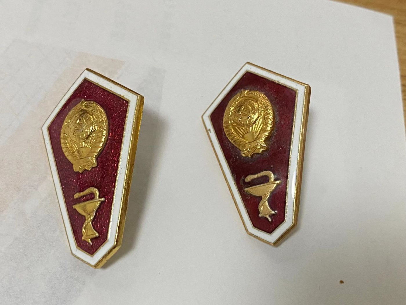 苏联勋章奖章3月20日拍卖第六期3月22日晚上九点结束 苏联校徽比较稀少的医学院2枚后期铝制
