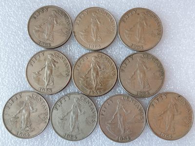 第一海外回流一元起拍收藏 散币专场 第73期 - 菲律宾50分火山女神 10枚