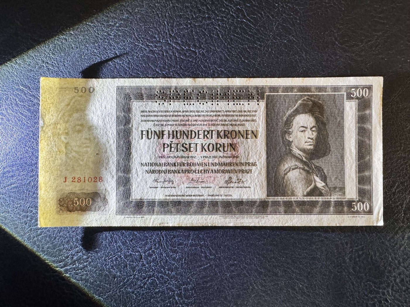 收藏联盟Quantum Auction 第332期拍卖  波西米亚和莫拉维亚1942年500克朗样票 品相AU