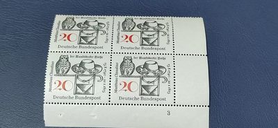 德国邮票专场，都是四方联 - 德国邮票四方连，1965年发行，西德作家克劳狄乌斯逝世150周年，品相如图