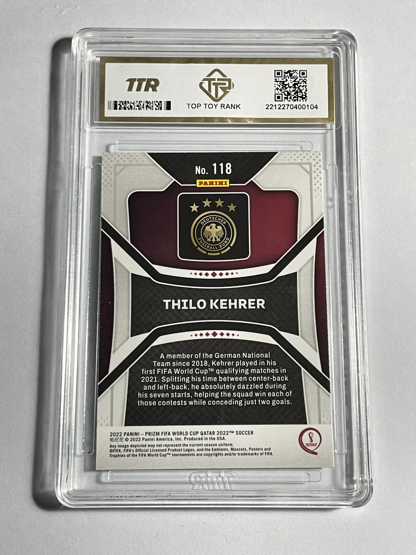 【德藏】卡牌拍卖第11期 ~【无每件最低收费！！！】 2022年 PANINI PRIZM 2022年卡塔尔世界杯 德国国家队 蒂洛·克雷尔 TTR 9
